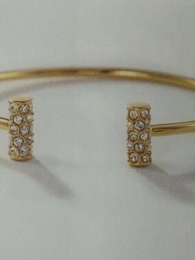 Touchstone Crystal Gold Open Ended Bracelet with Crystal-Studded Ends
